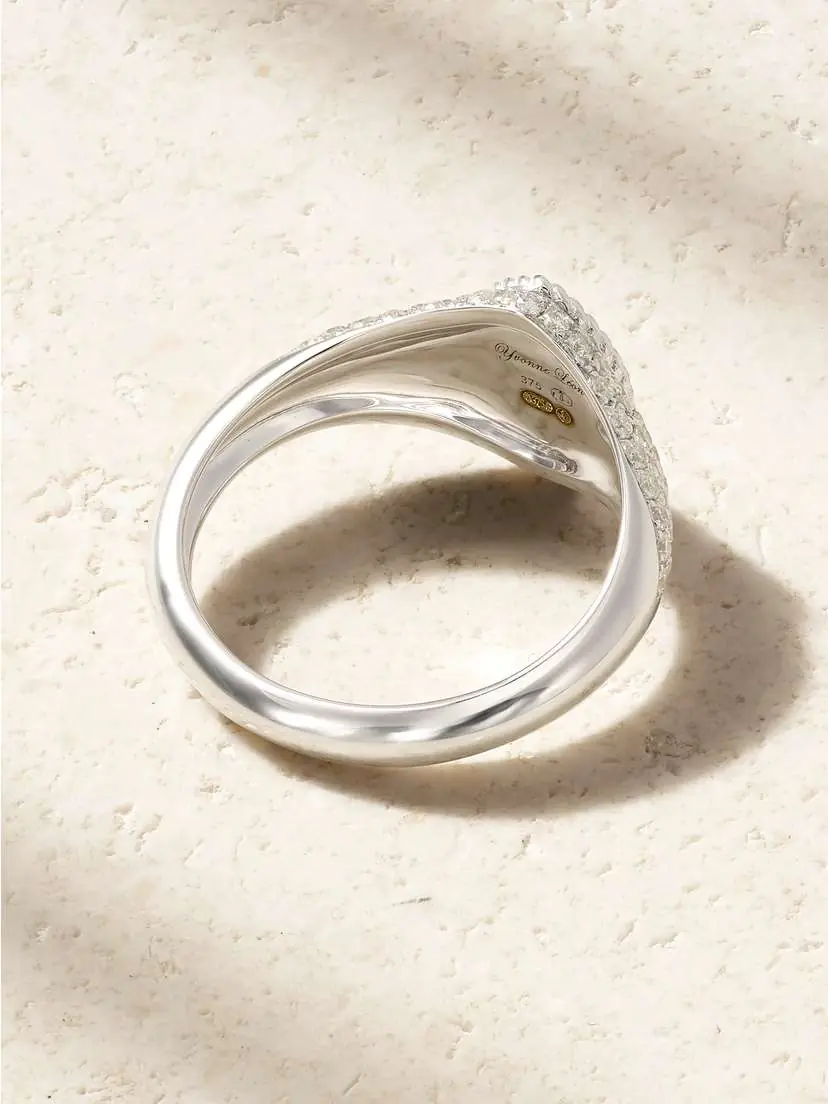 Yvonne Léon Baby Chevalière Marquise 9-karat White Gold Diamond Signet Ring | Thumbnail 3 Yvonne Léon Baby Chevalière Marquise 9-karat White Gold Diamond Signet Ring | Thumbnail 3