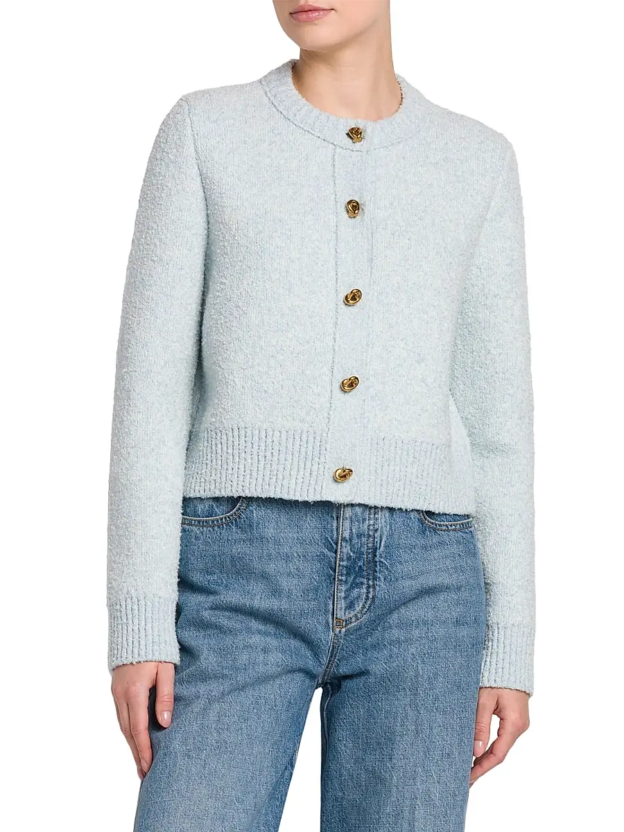 Bottega Veneta Women's Bouclé Knit Crewneck Cardigan | Thumbnail 3 Bottega Veneta Women's Bouclé Knit Crewneck Cardigan | Thumbnail 3