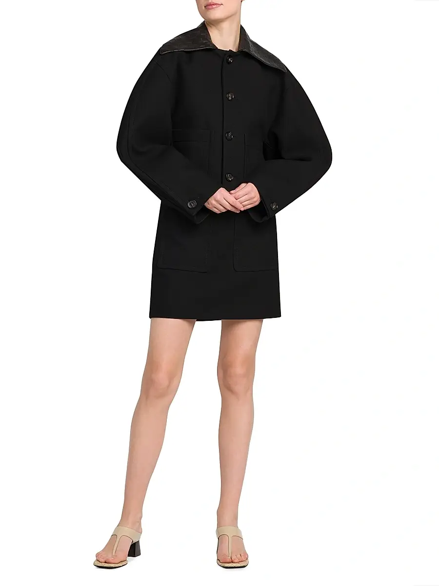 Bottega Veneta Women's Double Cotton A-Line Miniskirt | Thumbnail 2