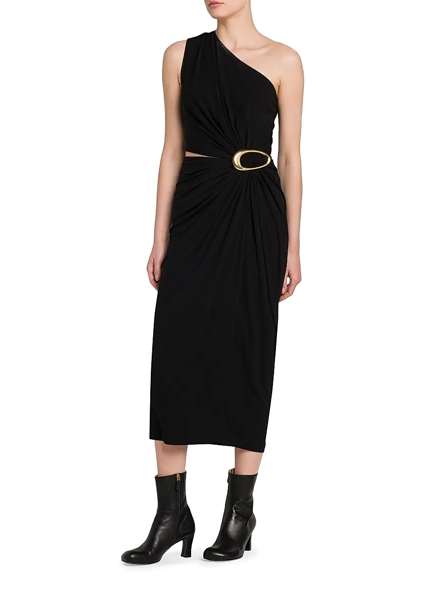 Bottega Veneta Women's Crepe Jersey Cut-Out Midi-Dress | Thumbnail 4 Bottega Veneta Women's Crepe Jersey Cut-Out Midi-Dress | Thumbnail 4