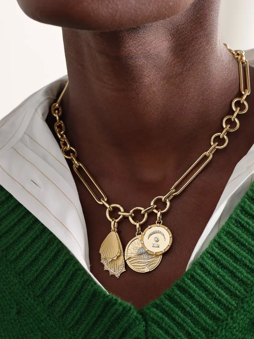 Foundrae New Beginnings Wings & Pause 18-karat Gold Diamond Necklace | Thumbnail 2