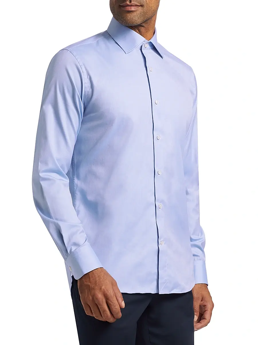 Saks Fifth Avenue Men's Cotton Classic Dress Shirt - Light Blue | Thumbnail 4 Saks Fifth Avenue Men's Cotton Classic Dress Shirt - Light Blue | Thumbnail 4
