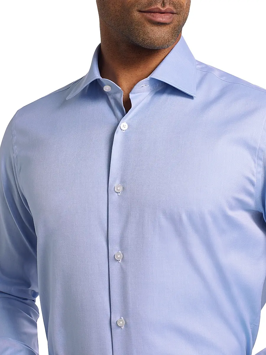 Saks Fifth Avenue Men's Cotton Classic Dress Shirt - Light Blue | Thumbnail 6 Saks Fifth Avenue Men's Cotton Classic Dress Shirt - Light Blue | Thumbnail 6