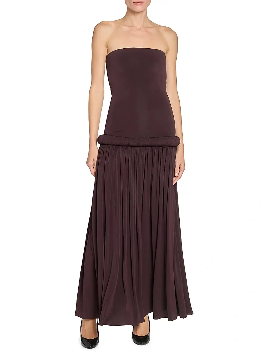 Alaïa Women's Long Pipe Strapless Maxi Dress - Acajou | Thumbnail 2 Alaïa Women's Long Pipe Strapless Maxi Dress - Acajou | Thumbnail 2