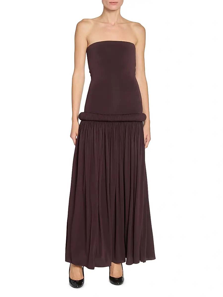 Alaïa Women's Long Pipe Strapless Maxi Dress - Acajou | Thumbnail 3 Alaïa Women's Long Pipe Strapless Maxi Dress - Acajou | Thumbnail 3