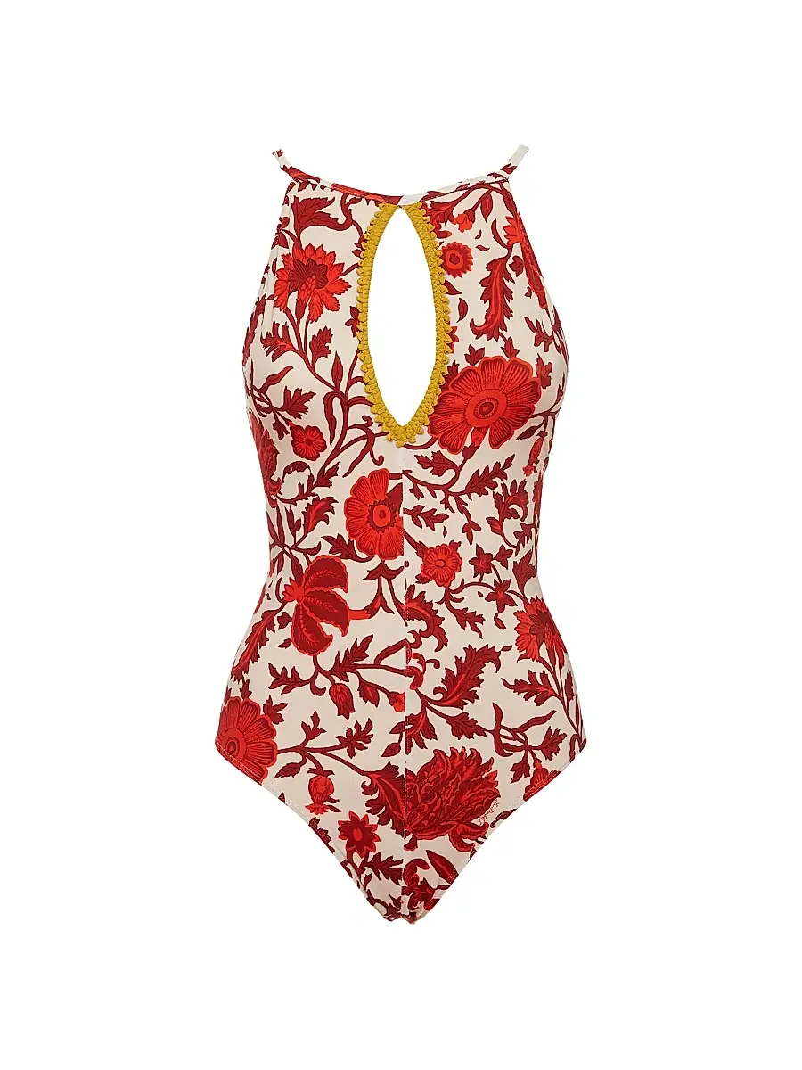 La DoubleJ Women's Fonda Swimsuit - Dragonflower Mini Red | Image 1 La DoubleJ Women's Fonda Swimsuit - Dragonflower Mini Red | Image 1
