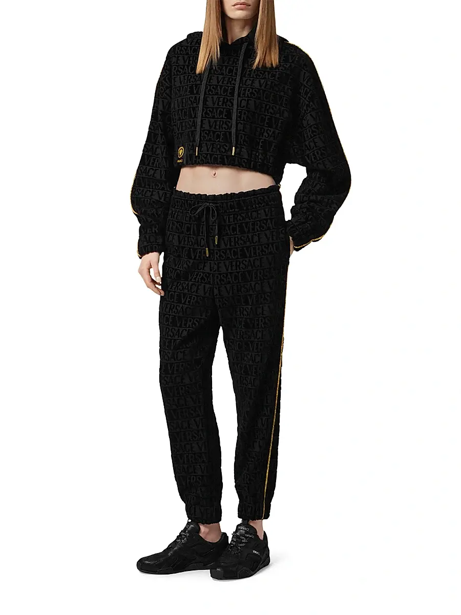 Versace Women's I Heart Baroque Crop Hoodie | Thumbnail 2 Versace Women's I Heart Baroque Crop Hoodie | Thumbnail 2