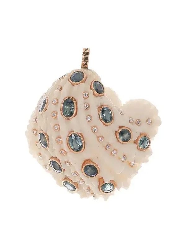 Kyanite Diamond Shell Pendant