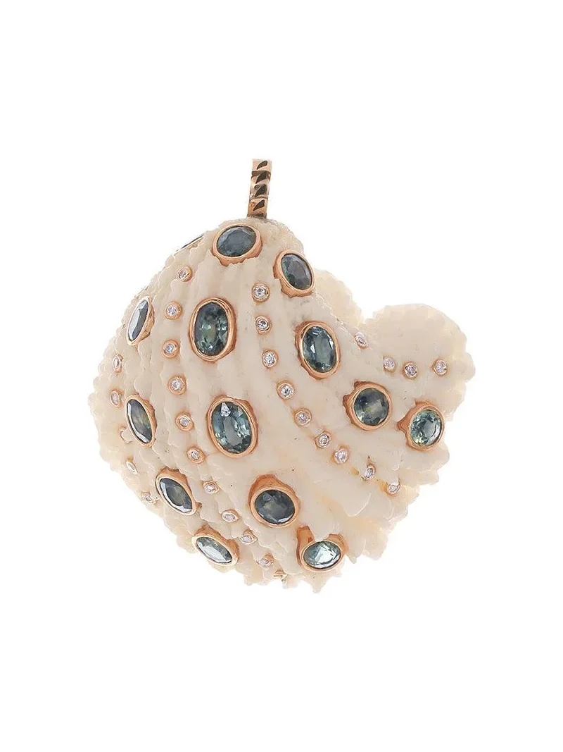 DEZSO BY SARA BELTRÁN Kyanite Diamond Shell Pendant