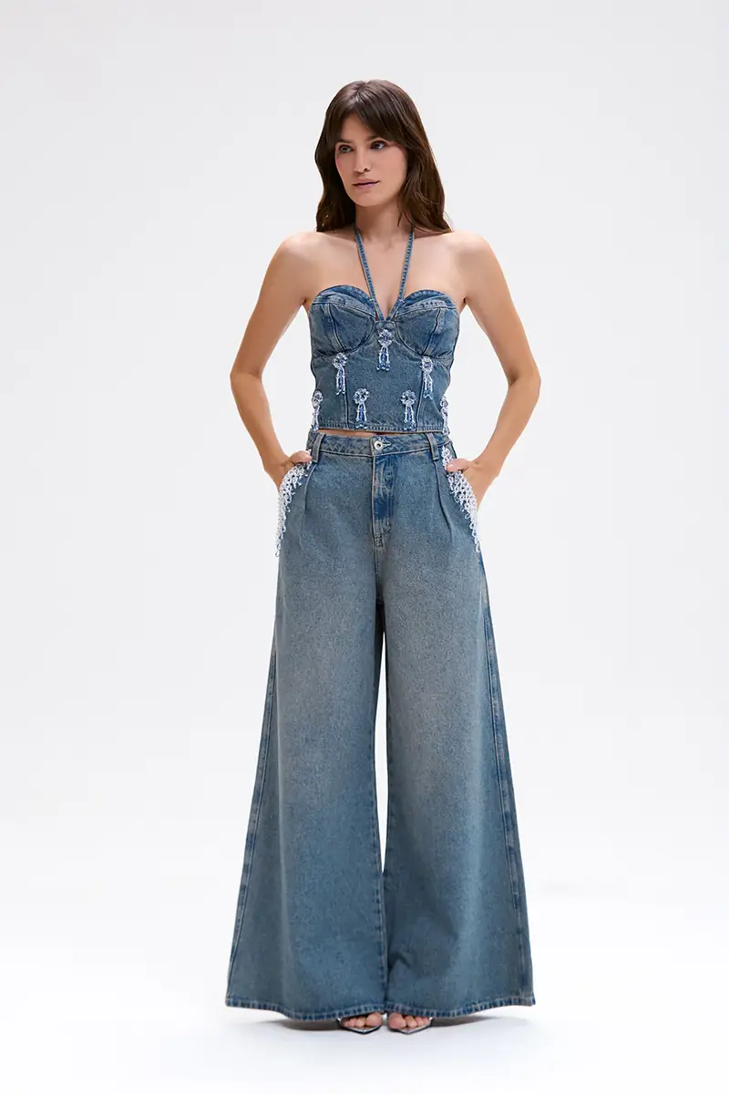PatBo NOSTALGIC SKY DENIM BUSTIER TOP | Thumbnail 2 PatBo NOSTALGIC SKY DENIM BUSTIER TOP | Thumbnail 2