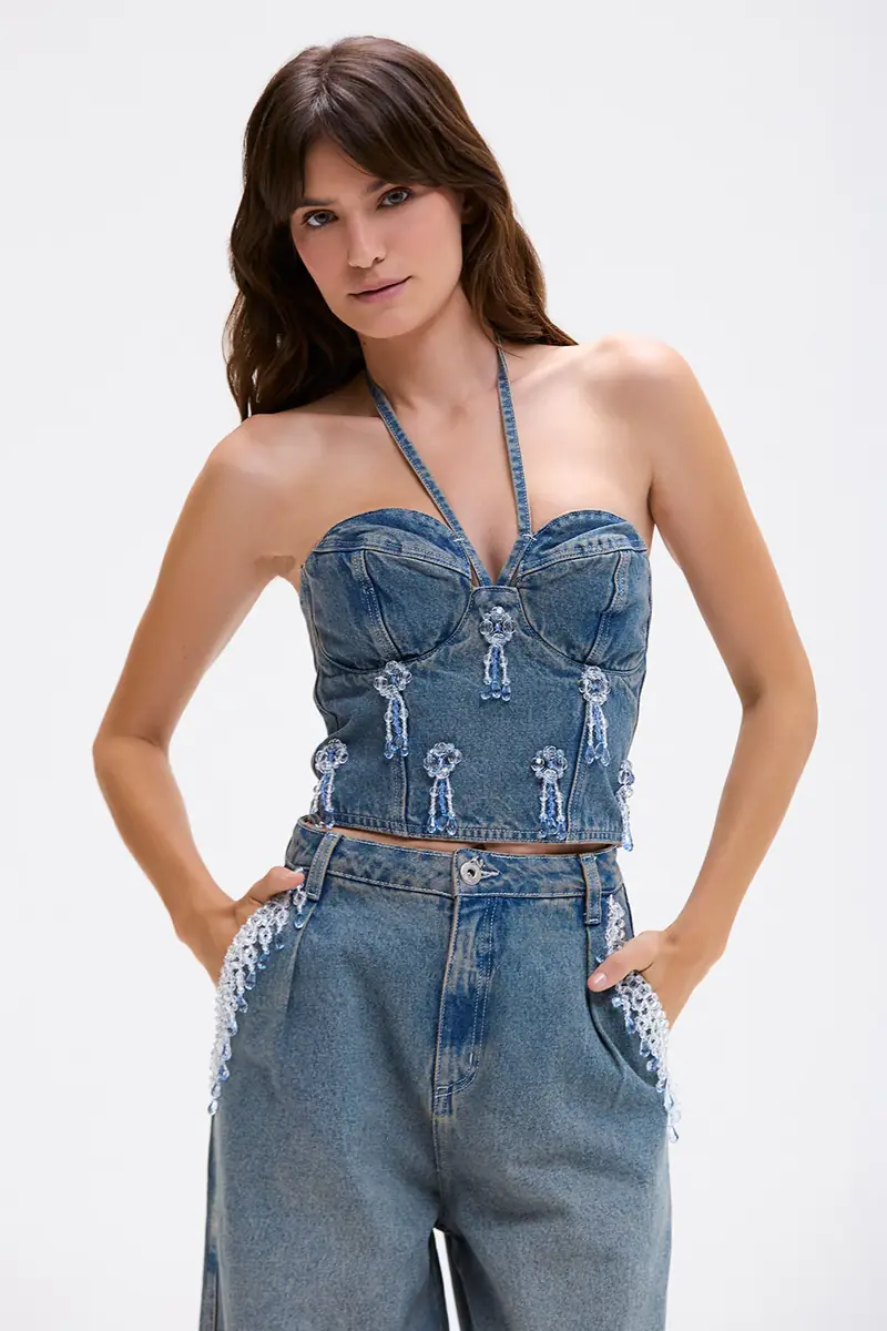 PatBo NOSTALGIC SKY DENIM BUSTIER TOP | Thumbnail 4 PatBo NOSTALGIC SKY DENIM BUSTIER TOP | Thumbnail 4
