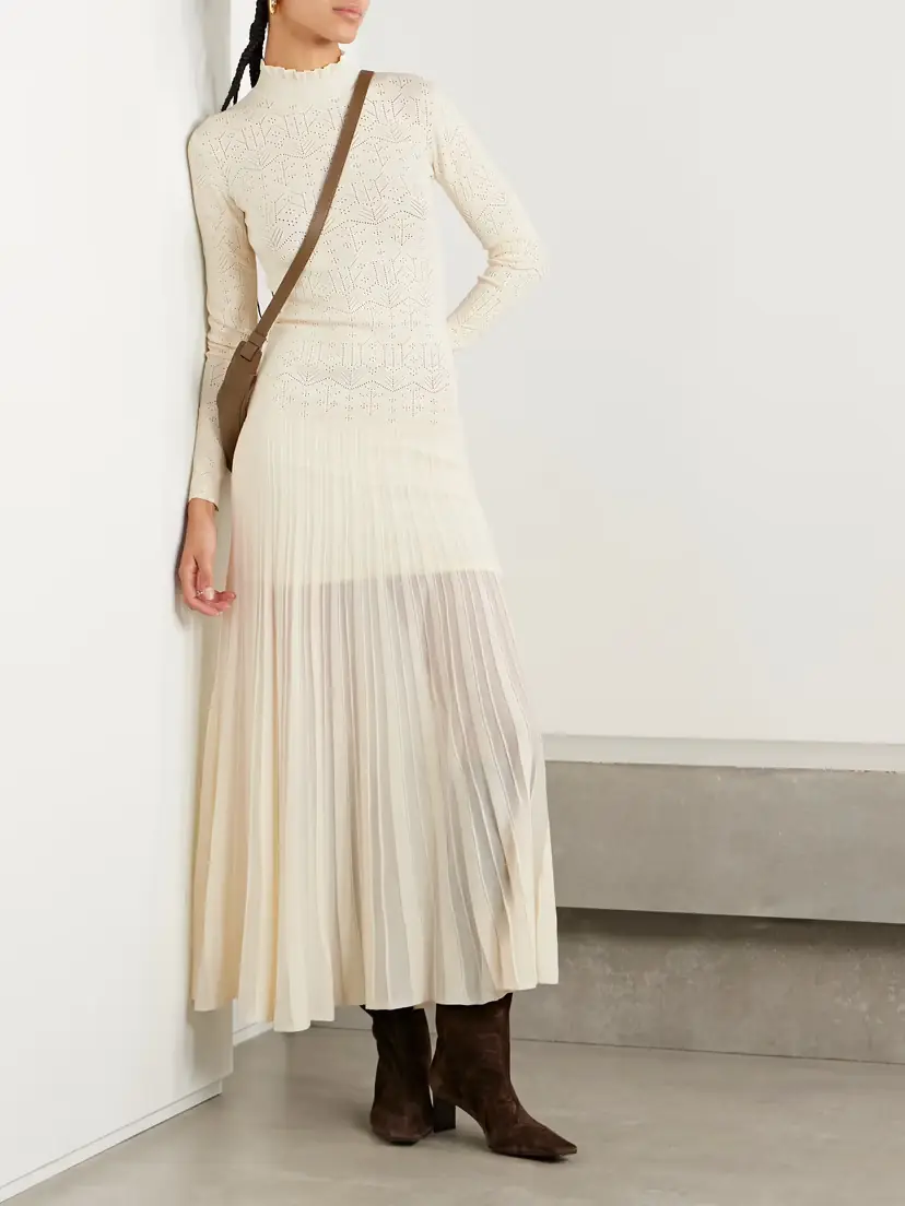 Isabel Marant Gisole Paneled Pointelle-knit Turtleneck Maxi Dress | Thumbnail 2