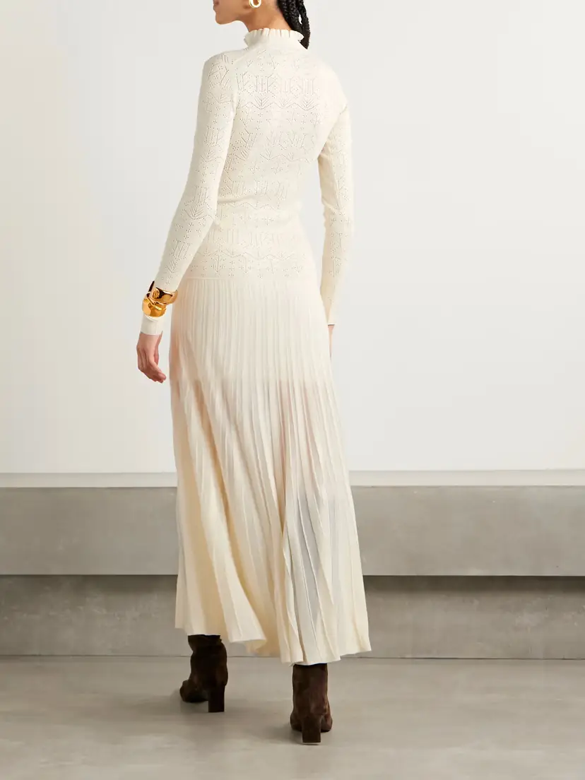 Isabel Marant Gisole Paneled Pointelle-knit Turtleneck Maxi Dress | Thumbnail 3