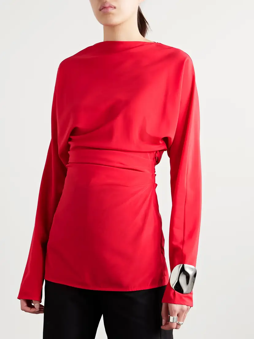 Proenza Schouler Keegan Gathered Crepe De Chine Top | Thumbnail 3