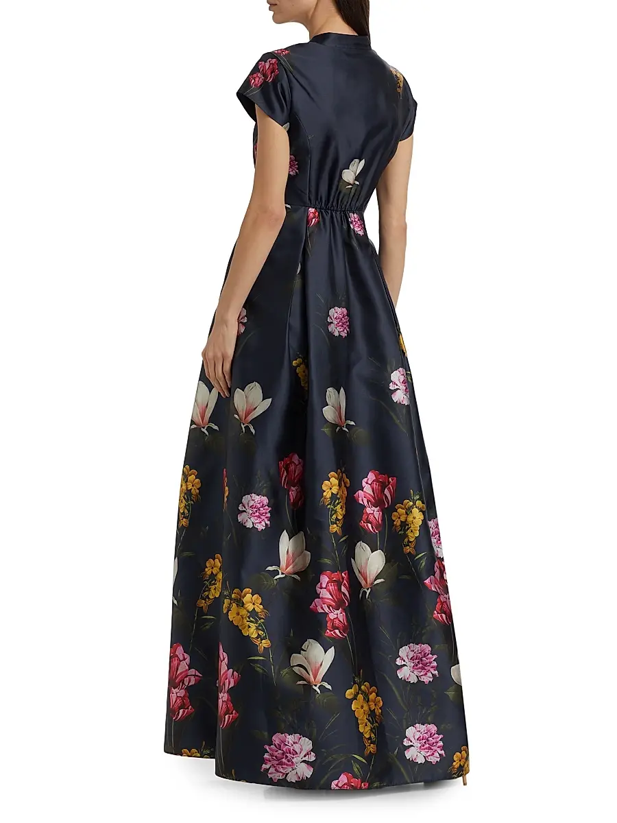 SACHIN & BABI Women's Marta Floral Satin A-line Gown | Thumbnail 5