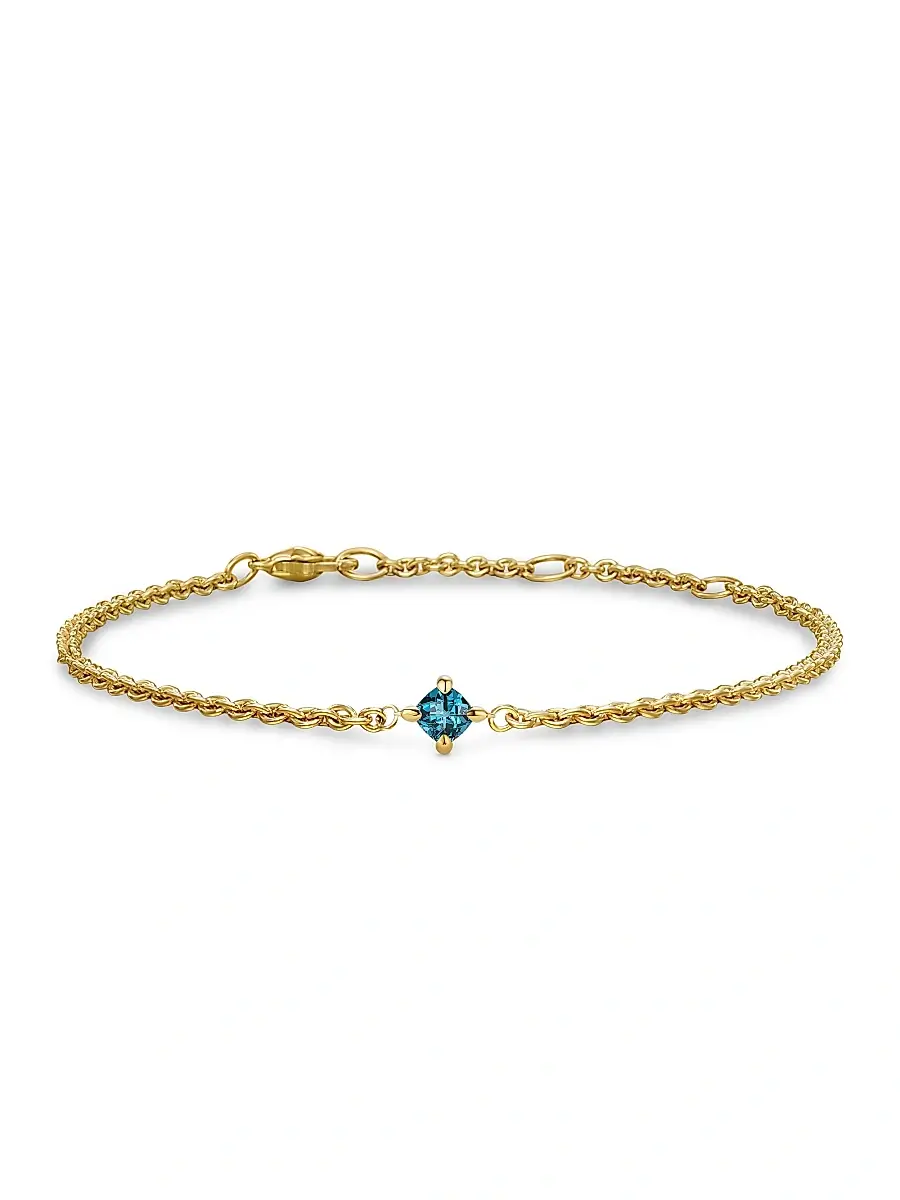 David Yurman Women's Micro Chatelaine Chain Bracelet in 18K Yellow Gold - Hampton Blue Topaz | Image 1 David Yurman Women's Micro Chatelaine Chain Bracelet in 18K Yellow Gold - Hampton Blue Topaz | Image 1