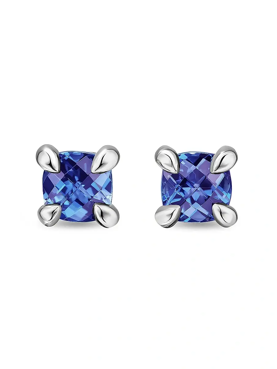 David Yurman Women's Micro Chatelaine Stud Earrings in 18K White Gold with Tanzanite, 4.8MM - Tanzanite | Image 1 David Yurman Women's Micro Chatelaine Stud Earrings in 18K White Gold with Tanzanite, 4.8MM - Tanzanite | Image 1