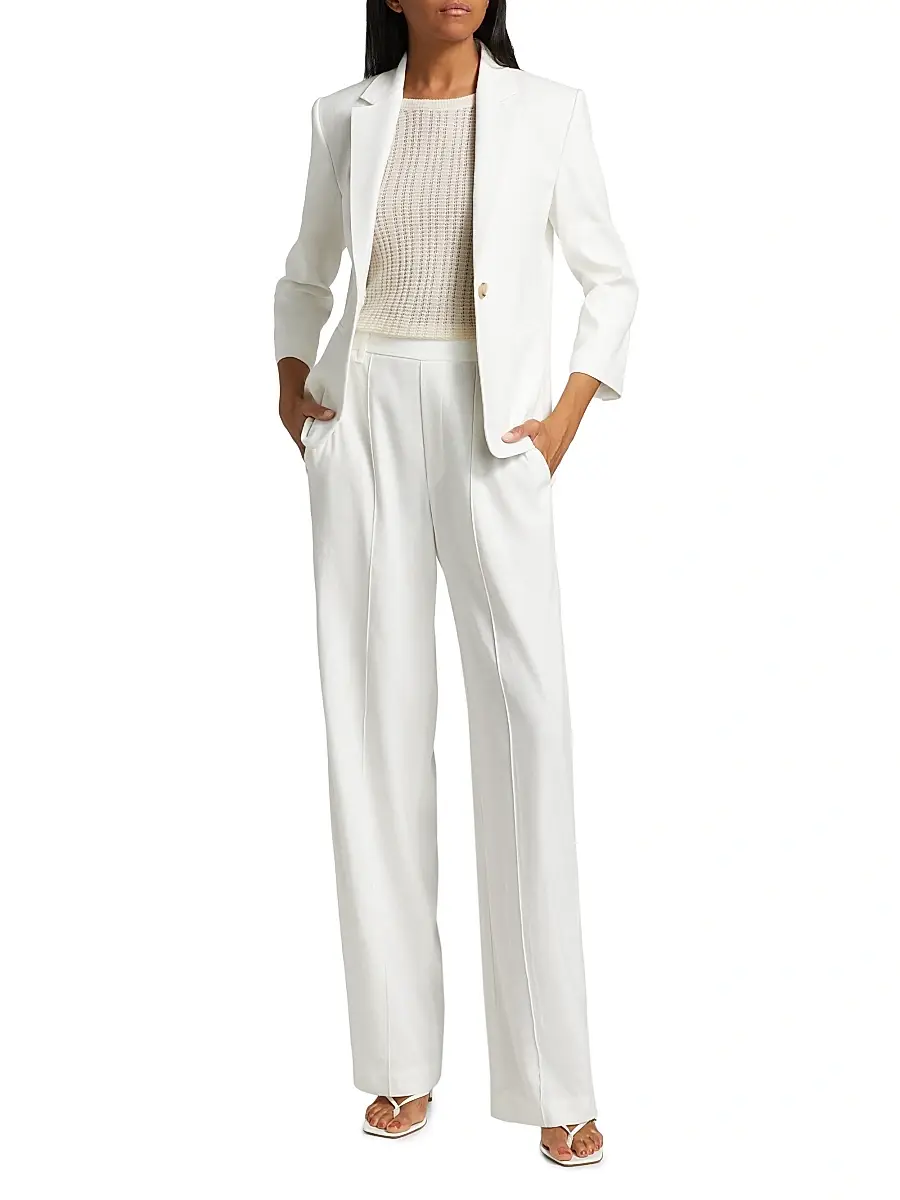 Vince Women's Shrunken Stretch Linen-Blend Blazer | Thumbnail 2 Vince Women's Shrunken Stretch Linen-Blend Blazer | Thumbnail 2