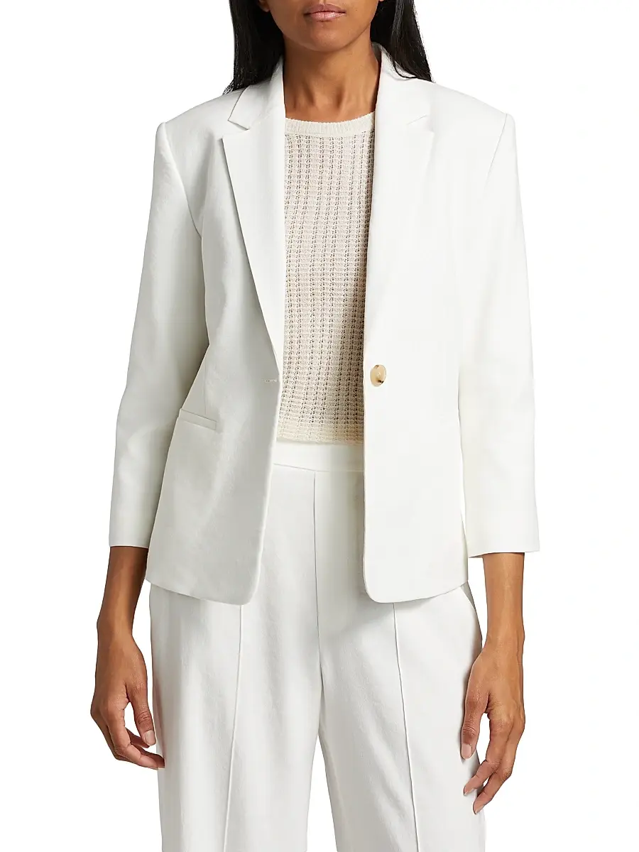 Vince Women's Shrunken Stretch Linen-Blend Blazer | Thumbnail 3 Vince Women's Shrunken Stretch Linen-Blend Blazer | Thumbnail 3