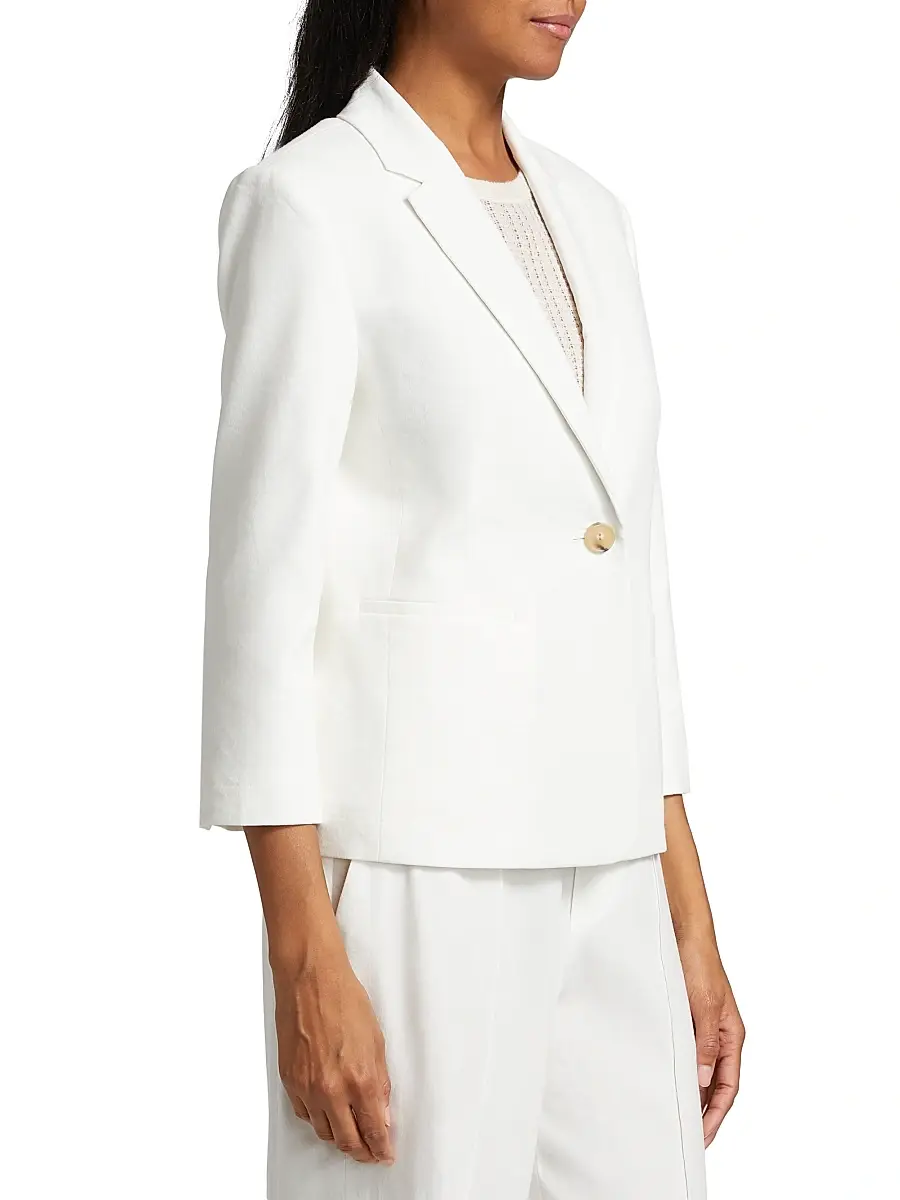Vince Women's Shrunken Stretch Linen-Blend Blazer | Thumbnail 4 Vince Women's Shrunken Stretch Linen-Blend Blazer | Thumbnail 4