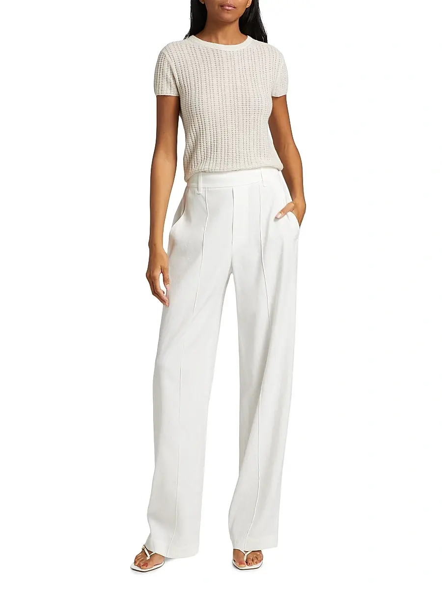 Vince Women's Waffle Knit Short-Sleeve Sweater | Thumbnail 2 Vince Women's Waffle Knit Short-Sleeve Sweater | Thumbnail 2