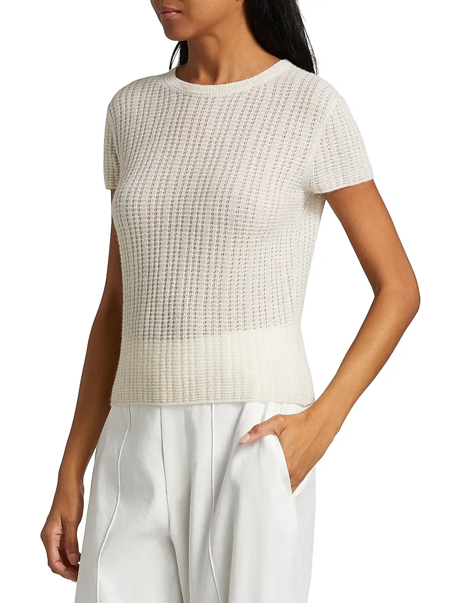 Vince Women's Waffle Knit Short-Sleeve Sweater | Thumbnail 4 Vince Women's Waffle Knit Short-Sleeve Sweater | Thumbnail 4