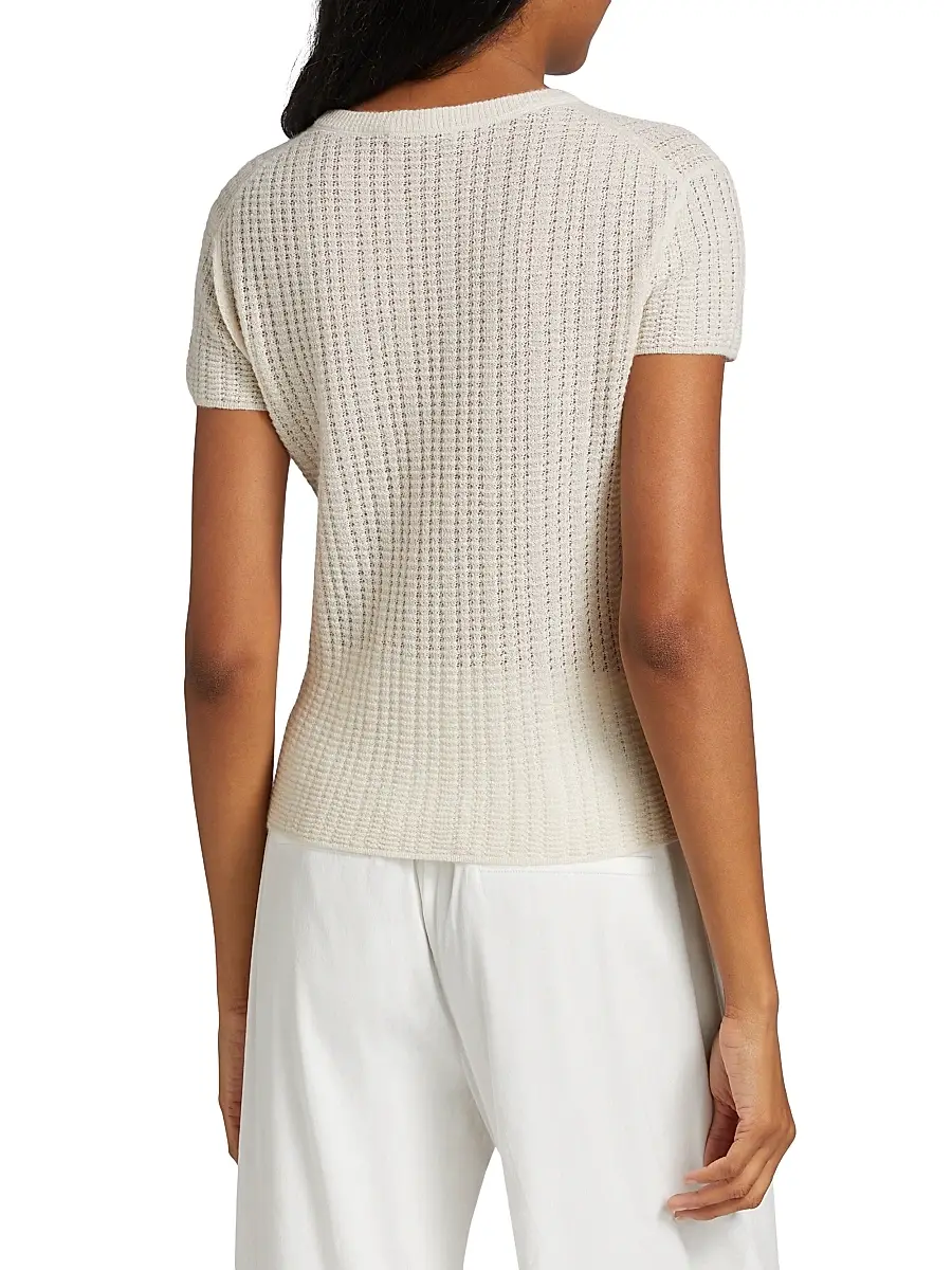 Vince Women's Waffle Knit Short-Sleeve Sweater | Thumbnail 5 Vince Women's Waffle Knit Short-Sleeve Sweater | Thumbnail 5