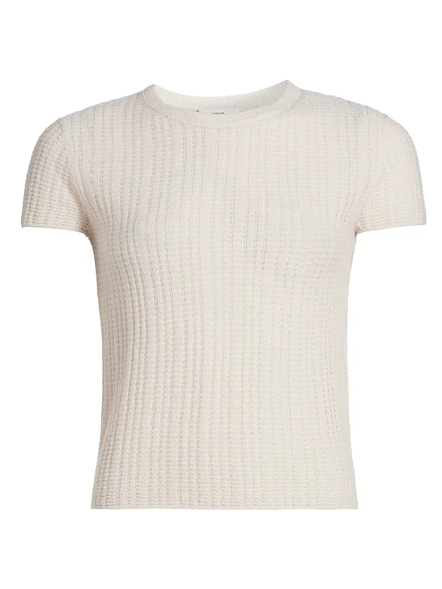 Vince Women's Waffle Knit Short-Sleeve Sweater