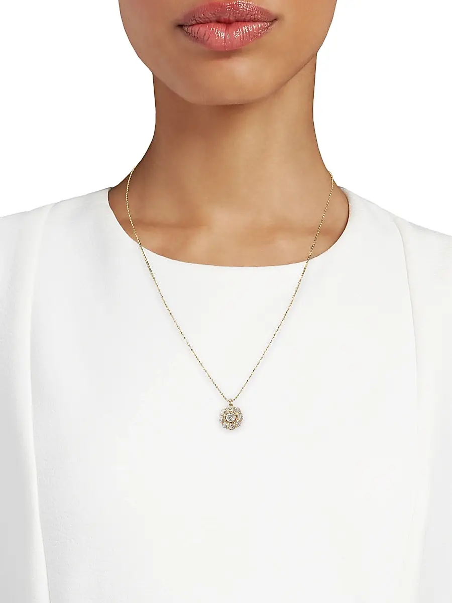Renee Lewis Women's 18K Yellow Gold & 2.50 TCW Diamond Cluster Pendant Necklace - Yellow Gold | Thumbnail 2