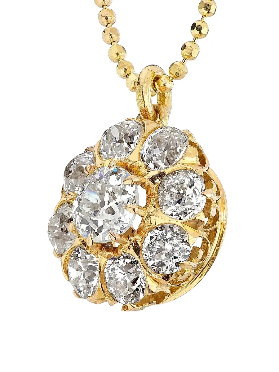 Renee Lewis Women's 18K Yellow Gold & 2.50 TCW Diamond Cluster Pendant Necklace - Yellow Gold | Thumbnail 3