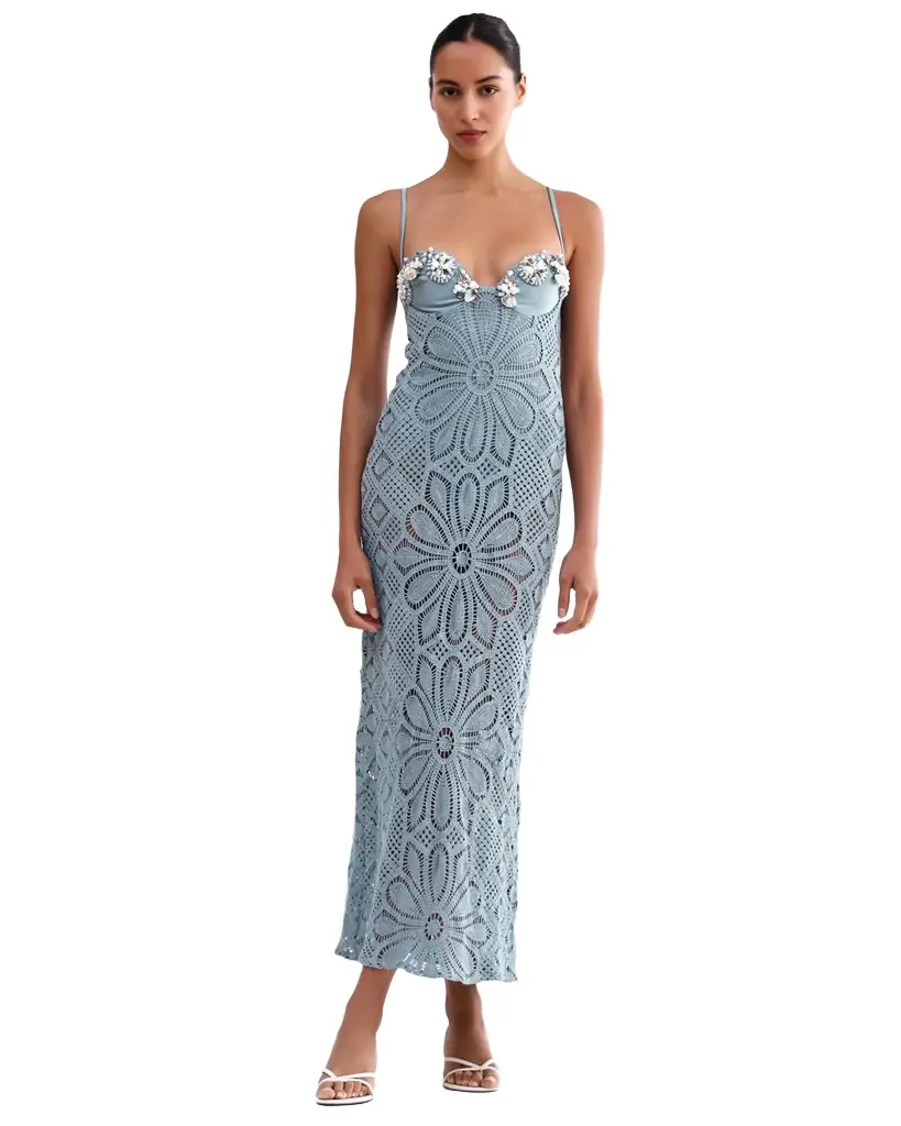 PatBo CROCHET EMBROIDERED MAXI DRESS