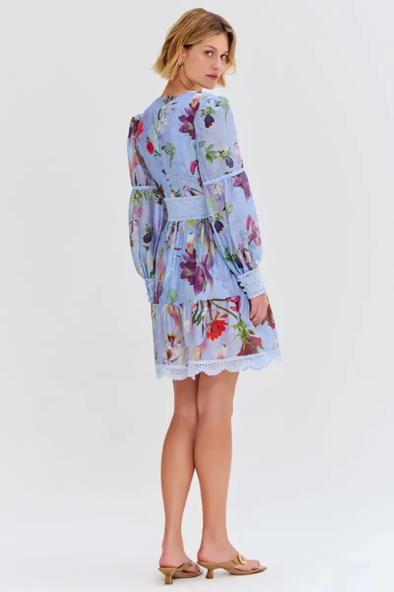 PatBo LILY FLOWER LONG SLEEVE PLUNGE MINI DRESS | Thumbnail 3 PatBo LILY FLOWER LONG SLEEVE PLUNGE MINI DRESS | Thumbnail 3