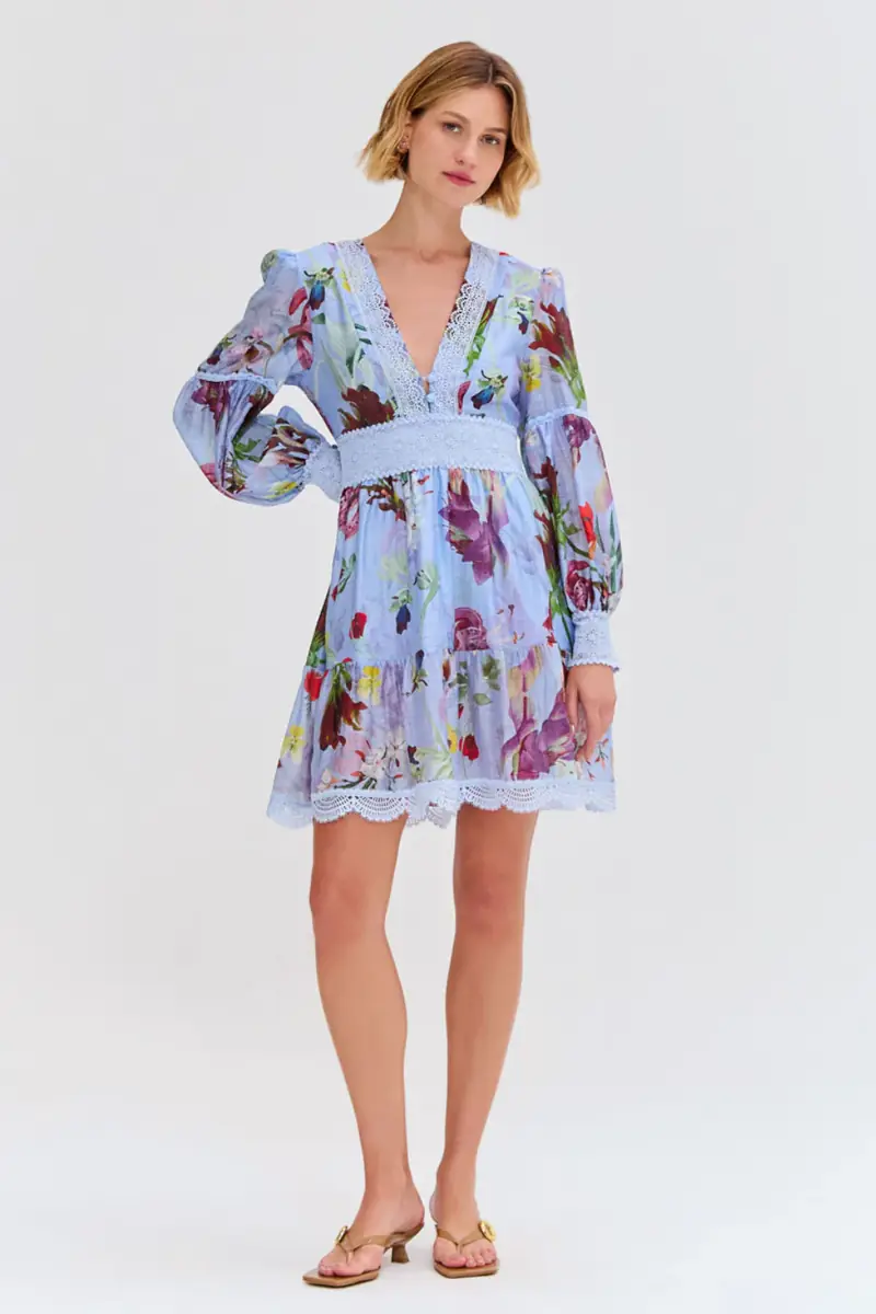 PatBo LILY FLOWER LONG SLEEVE PLUNGE MINI DRESS | Thumbnail 5 PatBo LILY FLOWER LONG SLEEVE PLUNGE MINI DRESS | Thumbnail 5