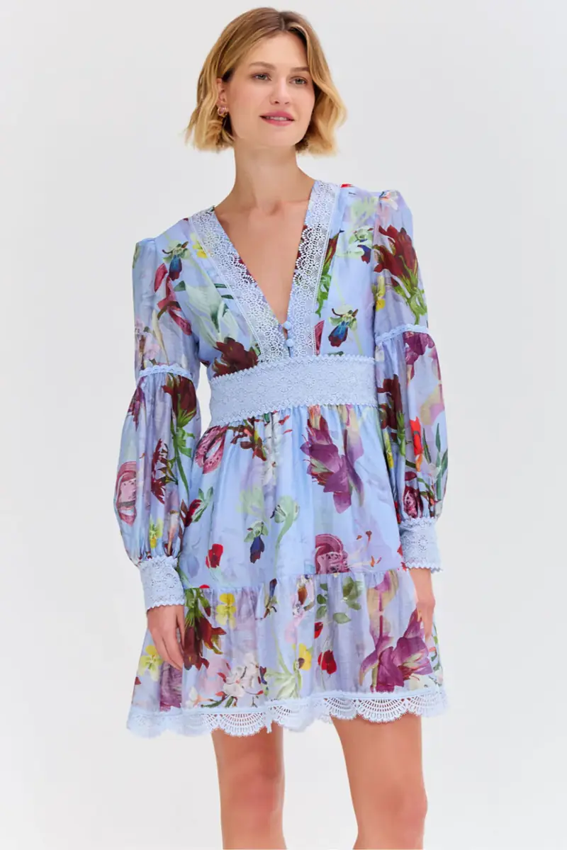 PatBo LILY FLOWER LONG SLEEVE PLUNGE MINI DRESS | Thumbnail 6 PatBo LILY FLOWER LONG SLEEVE PLUNGE MINI DRESS | Thumbnail 6