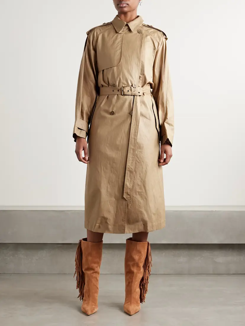 Isabel Marant Freanne Belted Double-breasted Linen-blend Trench Coat | Thumbnail 3