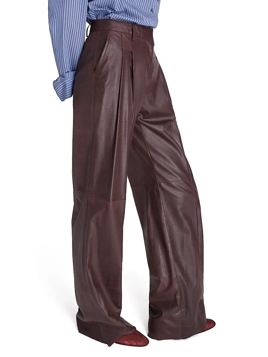 TWP Women's Sulli Leather Straight Pants - Wine | Thumbnail 4 TWP Women's Sulli Leather Straight Pants - Wine | Thumbnail 4