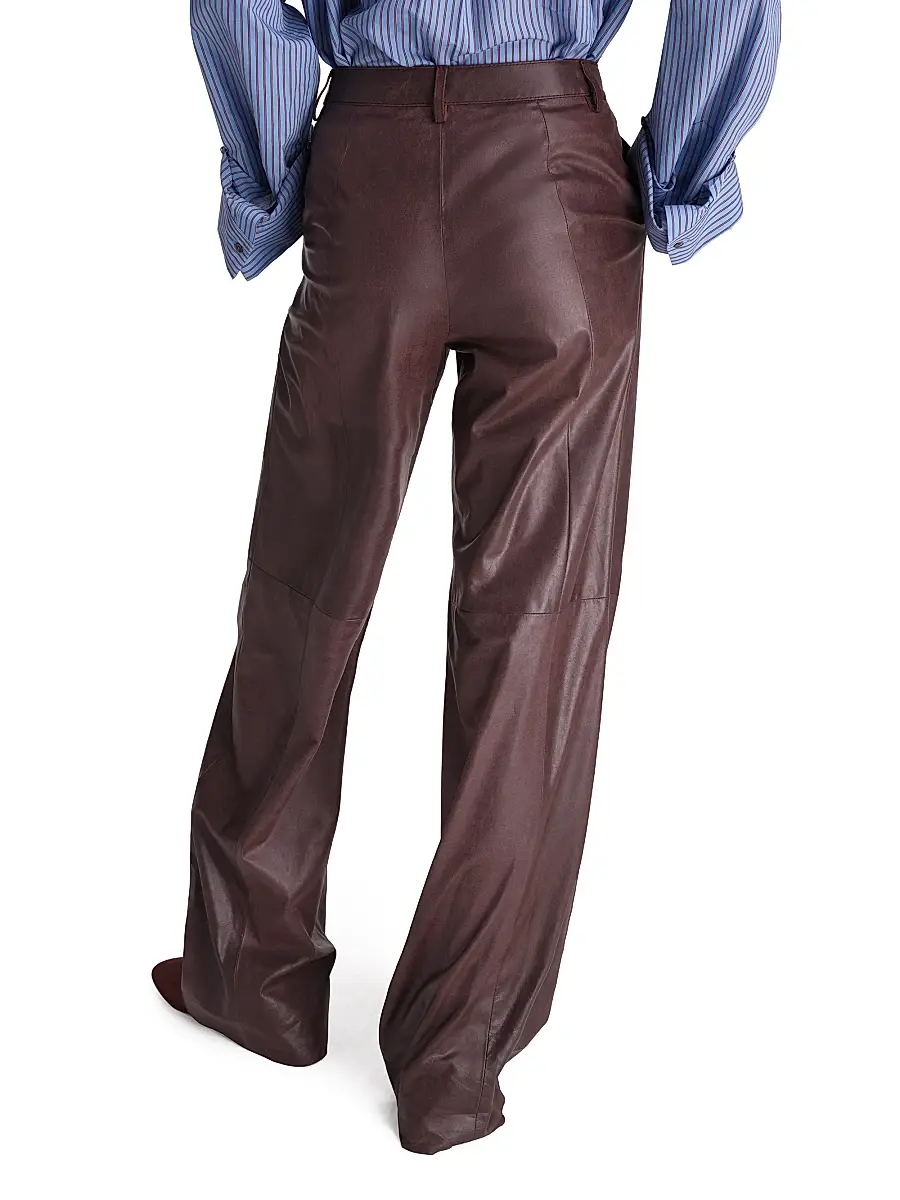 TWP Women's Sulli Leather Straight Pants - Wine | Thumbnail 5 TWP Women's Sulli Leather Straight Pants - Wine | Thumbnail 5