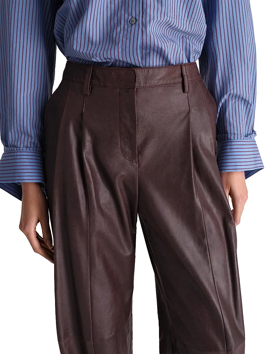 TWP Women's Sulli Leather Straight Pants - Wine | Thumbnail 6 TWP Women's Sulli Leather Straight Pants - Wine | Thumbnail 6