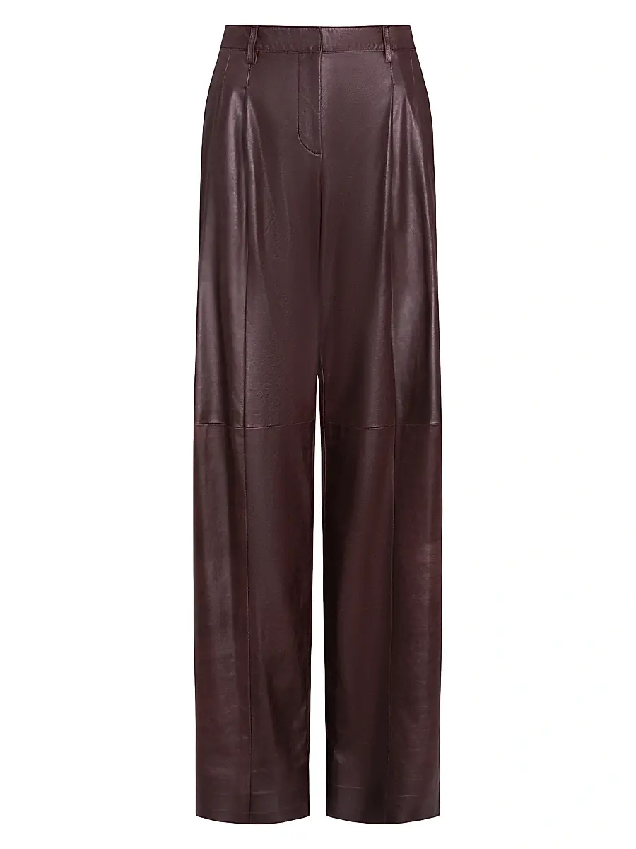 Women's Sulli Leather Straight Pants - Wine