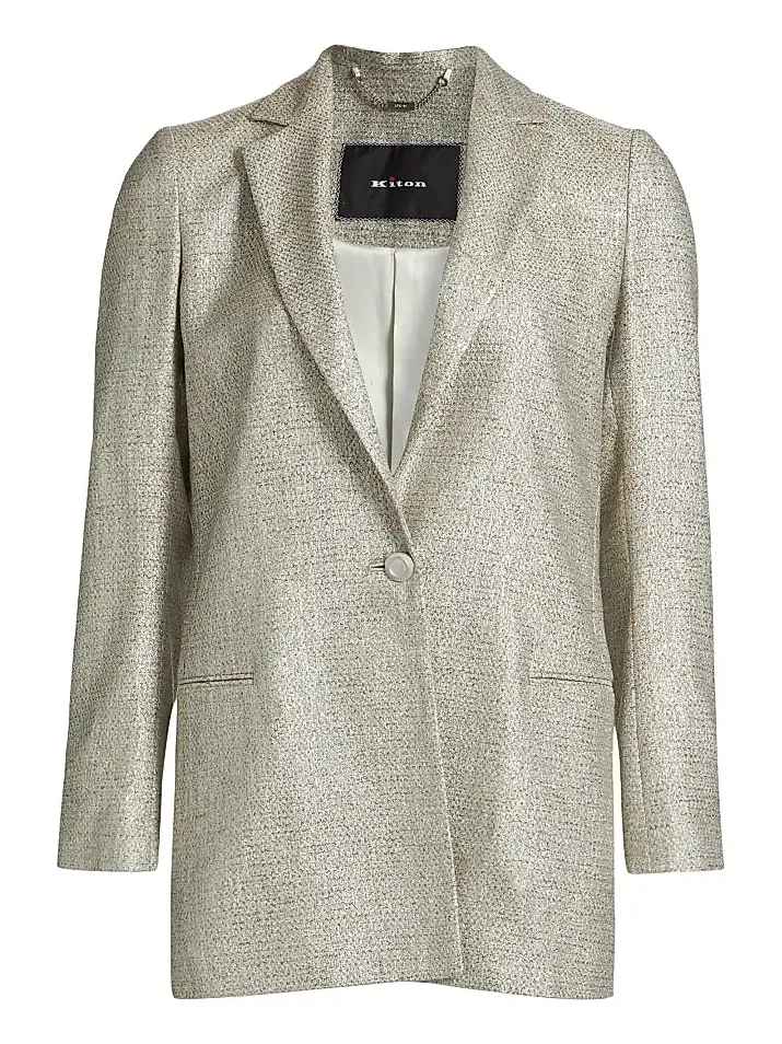 Women's Metallic Tweed One-Button Blazer Women's Metallic Tweed One-Button Blazer