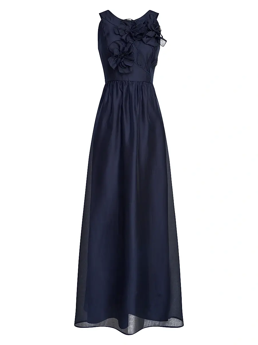 Kay Unger Women's Waverly Floral Organza Gown