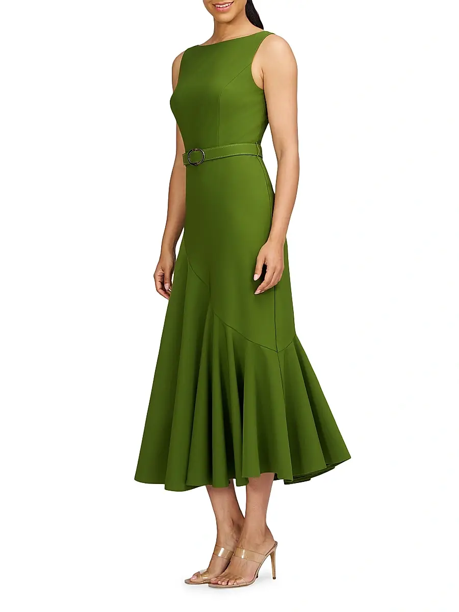 Kay Unger Women's Gianna Stretch-Crêpe Midi-Dress | Thumbnail 2