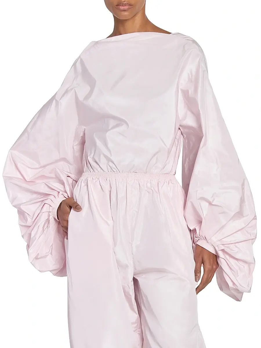 Alaïa Women's Silk Open-Back Balloon-Sleeve Bodysuit - Rose Pale | Thumbnail 3 Alaïa Women's Silk Open-Back Balloon-Sleeve Bodysuit - Rose Pale | Thumbnail 3