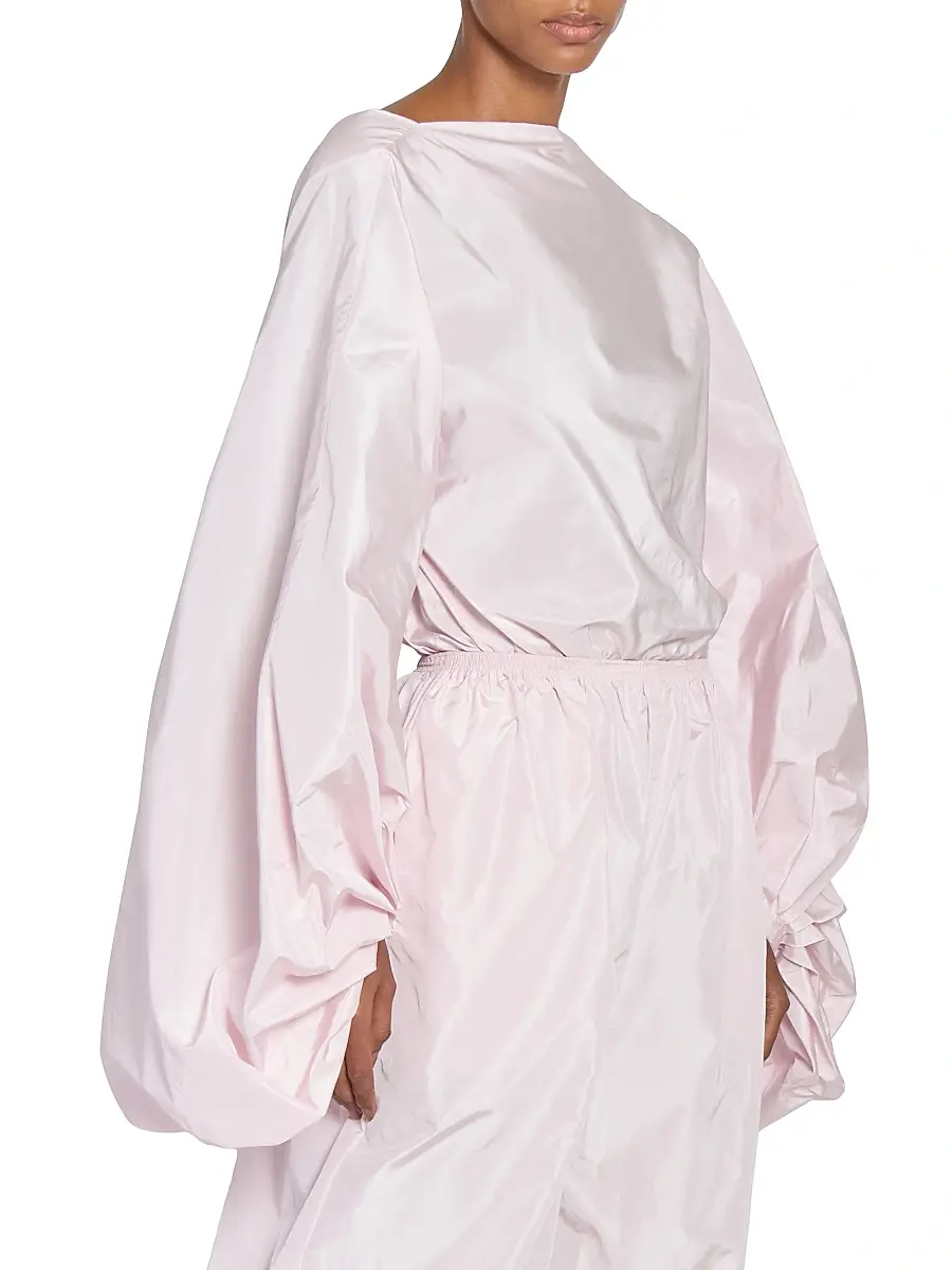 Alaïa Women's Silk Open-Back Balloon-Sleeve Bodysuit - Rose Pale | Thumbnail 4 Alaïa Women's Silk Open-Back Balloon-Sleeve Bodysuit - Rose Pale | Thumbnail 4