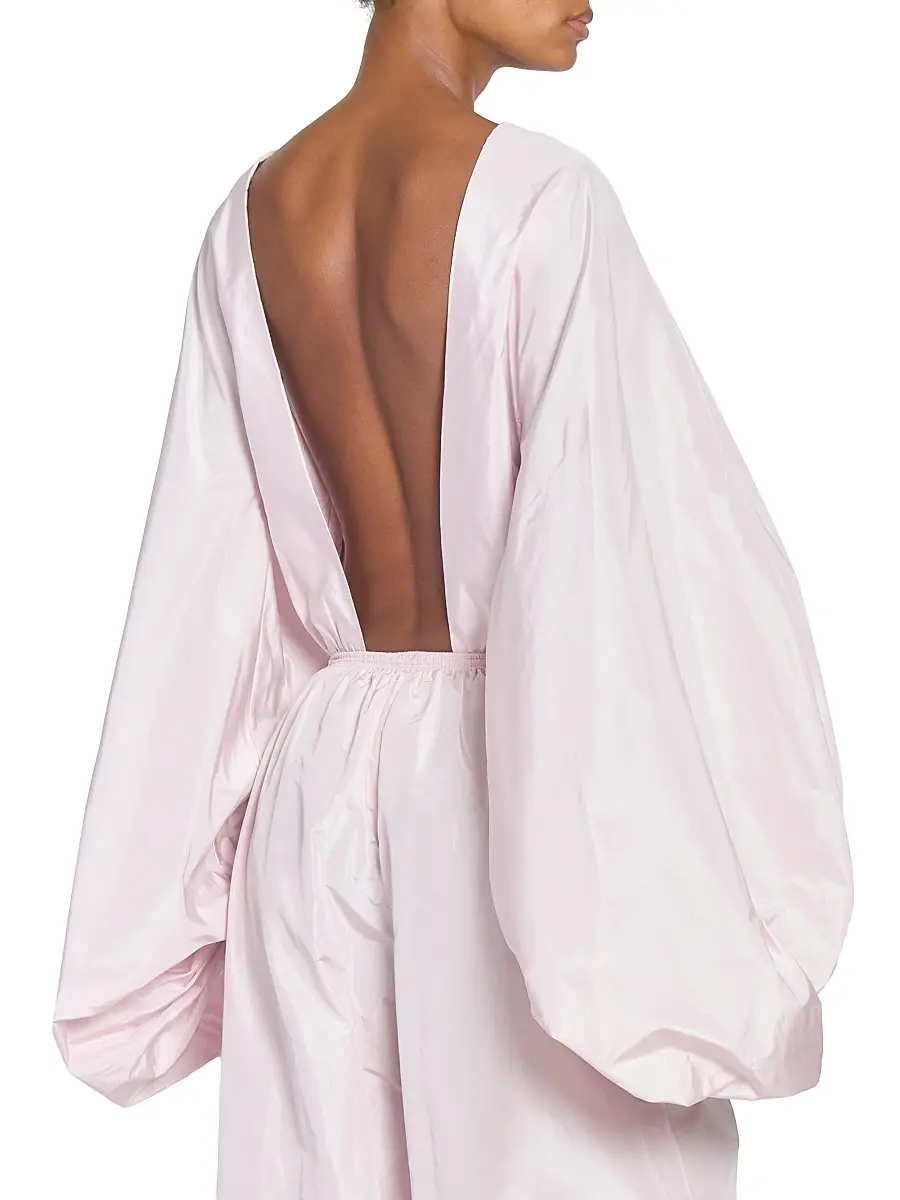 Alaïa Women's Silk Open-Back Balloon-Sleeve Bodysuit - Rose Pale | Thumbnail 5 Alaïa Women's Silk Open-Back Balloon-Sleeve Bodysuit - Rose Pale | Thumbnail 5