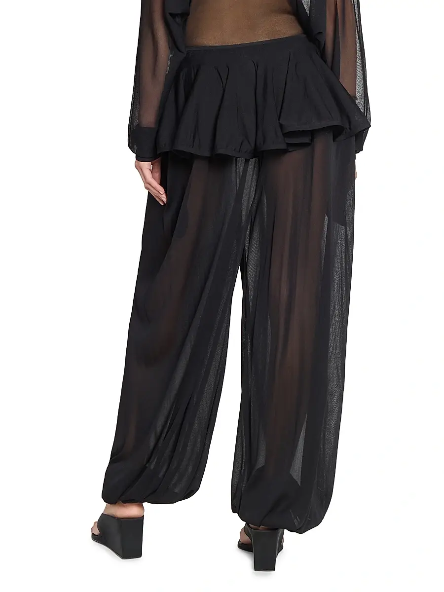 Alaïa Women's Sheer Crinoline Peplum-Waist Parachute Pants - Noir Alaia | Thumbnail 5 Alaïa Women's Sheer Crinoline Peplum-Waist Parachute Pants - Noir Alaia | Thumbnail 5
