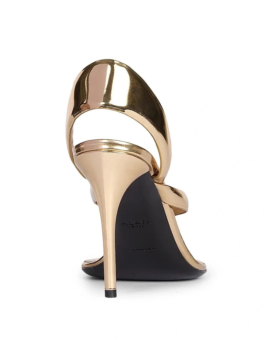 Alaïa Women's Tong 90MM Metallic Leather Sandals - Platine | Thumbnail 3