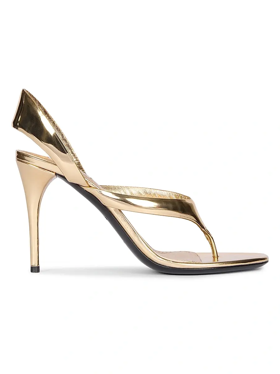 Women's Tong 90MM Metallic Leather Sandals - Platine Women's Tong 90MM Metallic Leather Sandals - Platine