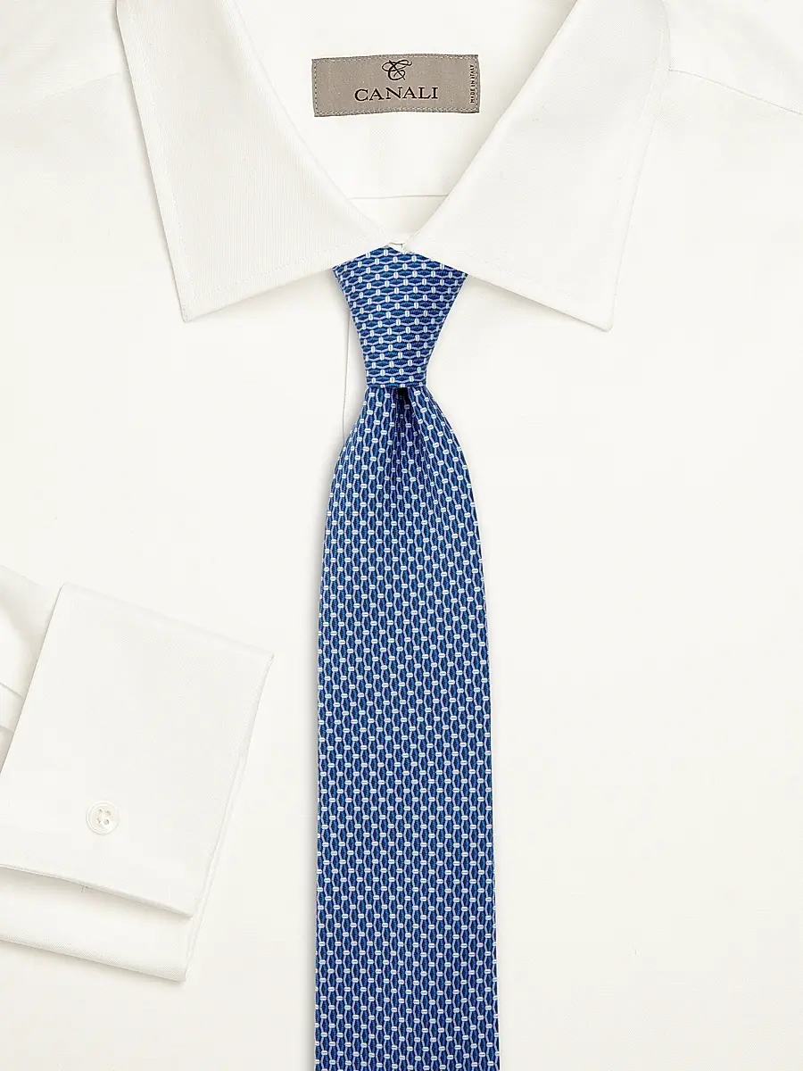 Canali Men's Geometric Silk Tie - Bright Red | Thumbnail 2 Canali Men's Geometric Silk Tie - Bright Red | Thumbnail 2
