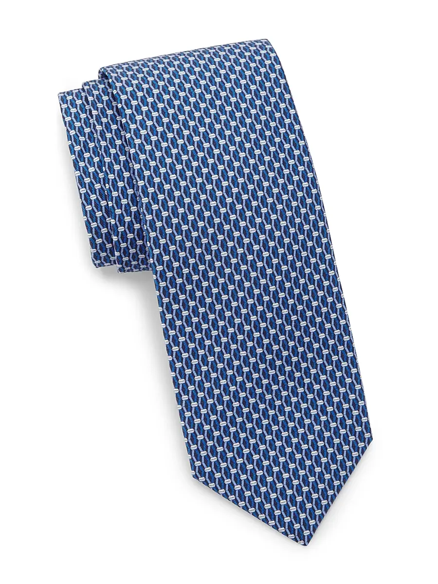 Men's Geometric Silk Tie - Bright Red Men's Geometric Silk Tie - Bright Red